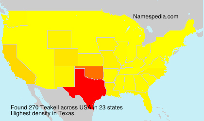 Surname Teakell in USA Surname Teakell in USA