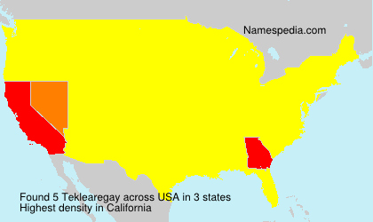Surname Teklearegay in USA Surname Teklearegay in USA