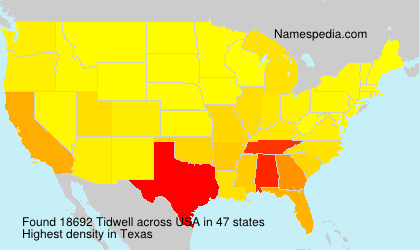 Surname Tidwell in USA Surname Tidwell in USA