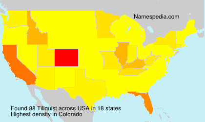 Surname Tillquist in USA Surname Tillquist in USA