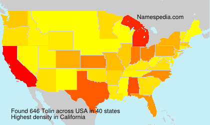 Surname Tolin in USA Surname Tolin in USA
