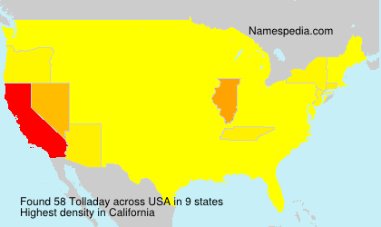 Surname Tolladay in USA Surname Tolladay in USA