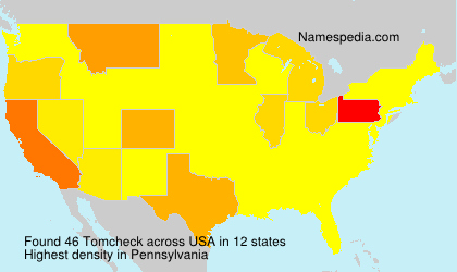 Surname Tomcheck in USA Surname Tomcheck in USA