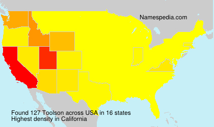 Surname Toolson in USA Surname Toolson in USA