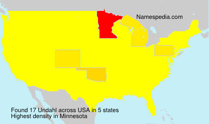 Surname Undahl in USA Surname Undahl in USA