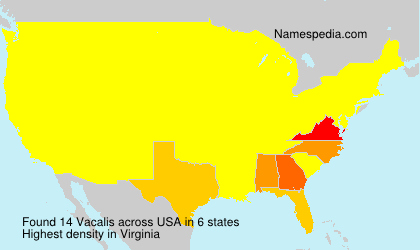 Surname Vacalis in USA Surname Vacalis in USA