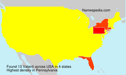 Surname Valanti in USA Surname Valanti in USA