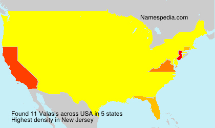 Surname Valasis in USA Surname Valasis in USA