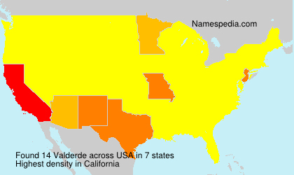 Surname Valderde in USA Surname Valderde in USA