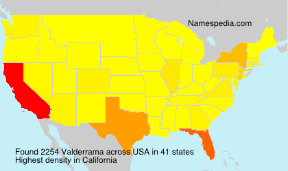Surname Valderrama in USA Surname Valderrama in USA