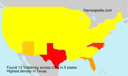 Surname Valderrey in USA Surname Valderrey in USA