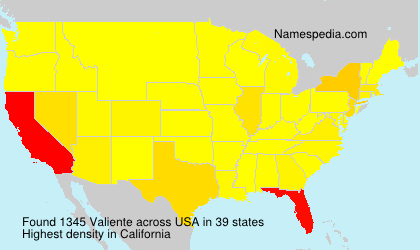Surname Valiente in USA Surname Valiente in USA