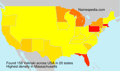 Surname Valinski in USA Surname Valinski in USA