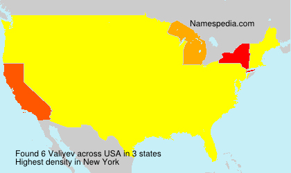 Surname Valiyev in USA Surname Valiyev in USA