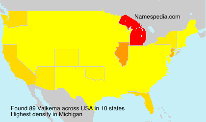 Surname Valkema in USA Surname Valkema in USA