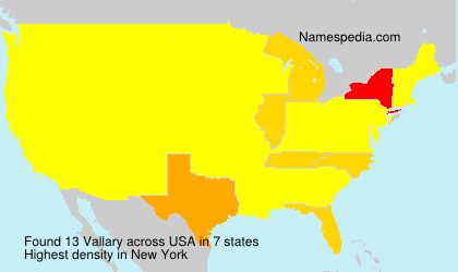 Surname Vallary in USA