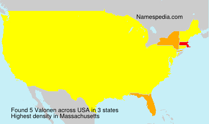 Surname Valonen in USA Surname Valonen in USA