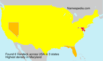 Surname Vandeck in USA