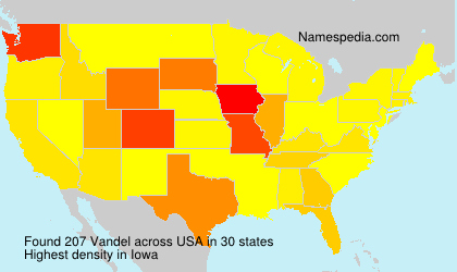 Surname Vandel in USA Surname Vandel in USA