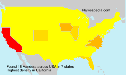 Surname Vandera in USA Surname Vandera in USA