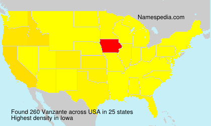 Surname Vanzante in USA Surname Vanzante in USA
