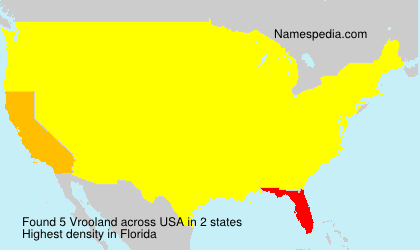 Surname Vrooland in USA Surname Vrooland in USA