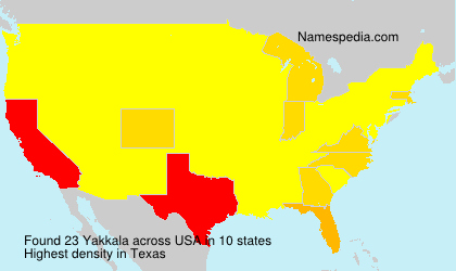 Surname Yakkala in USA Surname Yakkala in USA