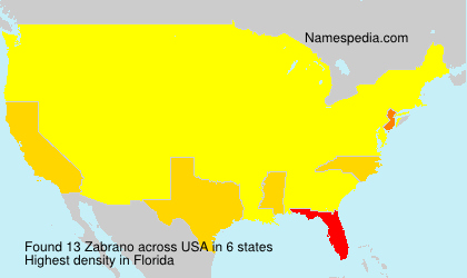 Surname Zabrano in USA Surname Zabrano in USA