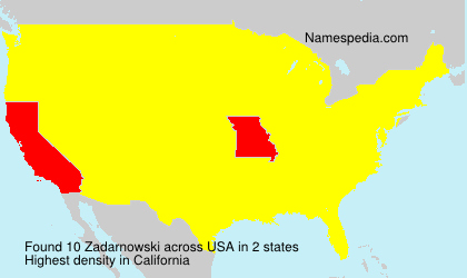 Surname Zadarnowski in USA Surname Zadarnowski in USA