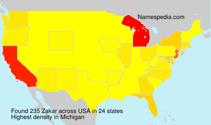 Surname Zakar in USA Surname Zakar in USA