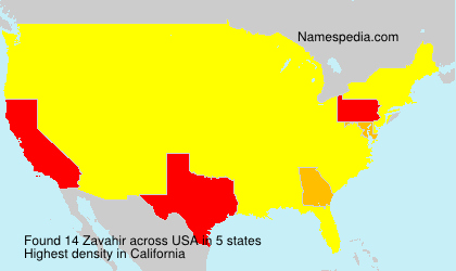 Surname Zavahir in USA Surname Zavahir in USA