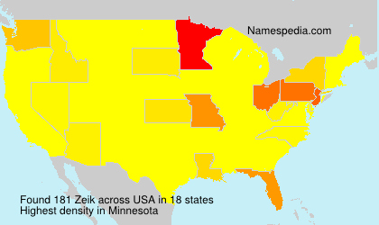 Surname Zeik in USA Surname Zeik in USA