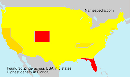 Surname Zinge in USA Surname Zinge in USA