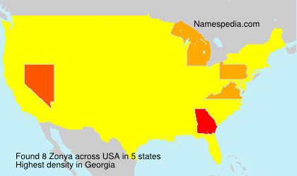 Surname Zonya in USA Surname Zonya in USA