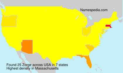 Surname Zorge in USA Surname Zorge in USA
