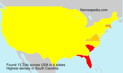 Surname Zyki in USA Surname Zyki in USA